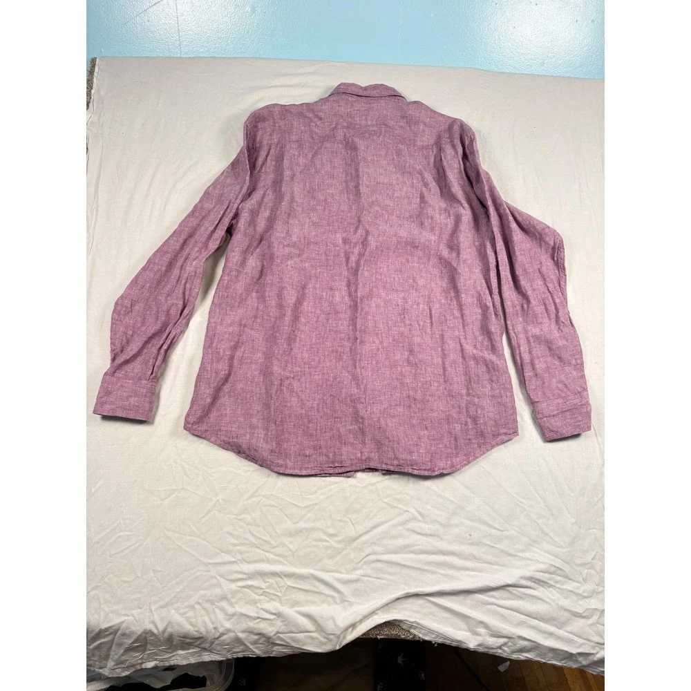 Tommy‎ Bahama Shirt Mens XL 100% Linen Button Up Purple Long Sleeve Relax
